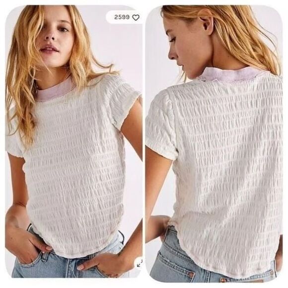 Free People Bea Tee Scrunch Top Size Medium - Picture 1 of 8